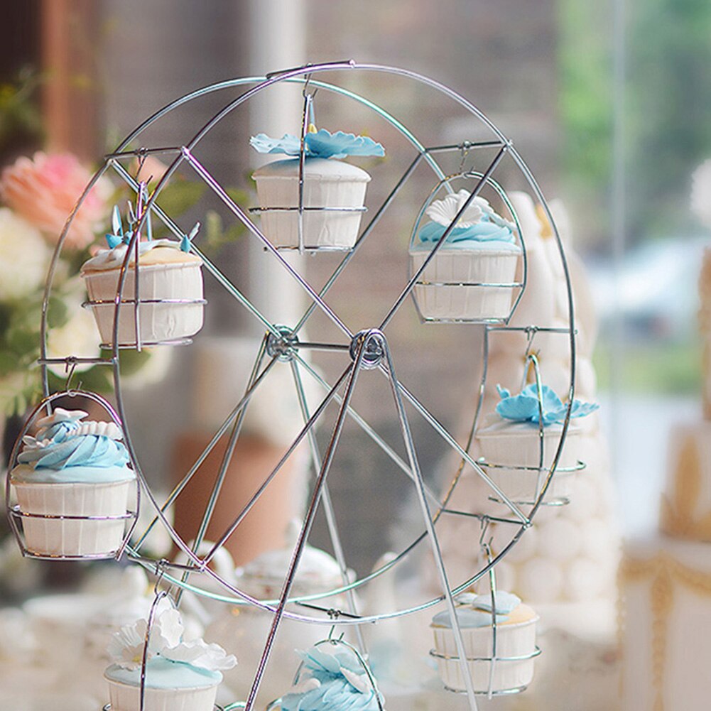 Soporte metálico para Magdalenas con forma de noria, soporte de exhibición para tartas y fiestas de cumpleaños y bodas
