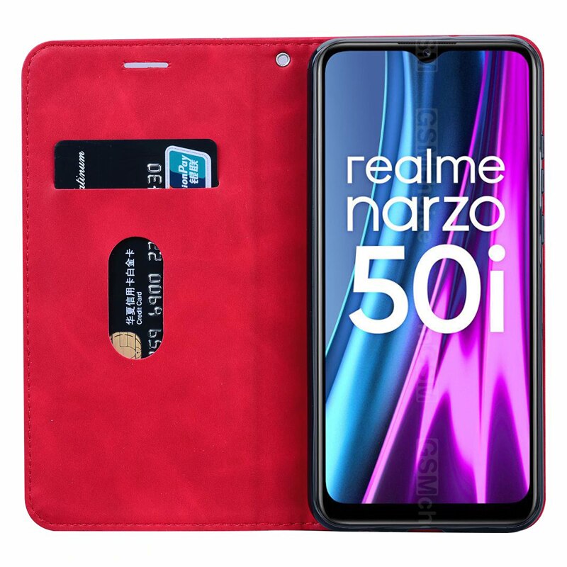 Flip Telefoon Cover Voor Realme Narzo 50i Case RMX3231 Magnetische Kaart Beschermende Boek Voor Realme Narzo50i Portemonnee Lederen Etui Hoesje