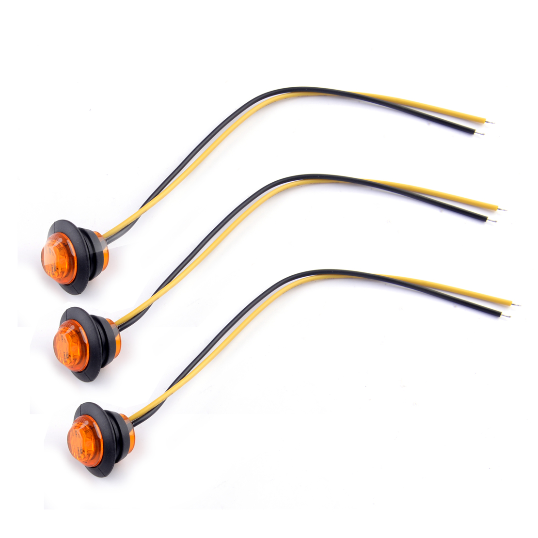 Universele 10 Stks/set 12V 3/4 &quot;3 Led Amber Kleine Ronde Side Marker Indicator Verlichting Lampen Knop Voor Auto &#39;S vrachtwagens Aanhangwagens Boten