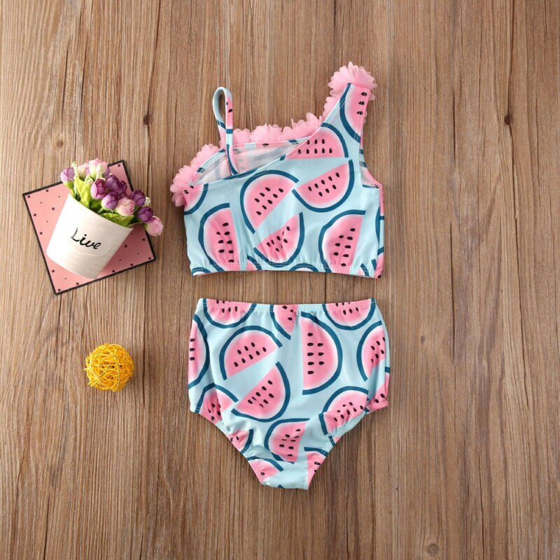CANIS, bañador de verano para niños pequeños, niñas, sandía, Patchwork de flores, trajes de baño, traje de baño, bikini