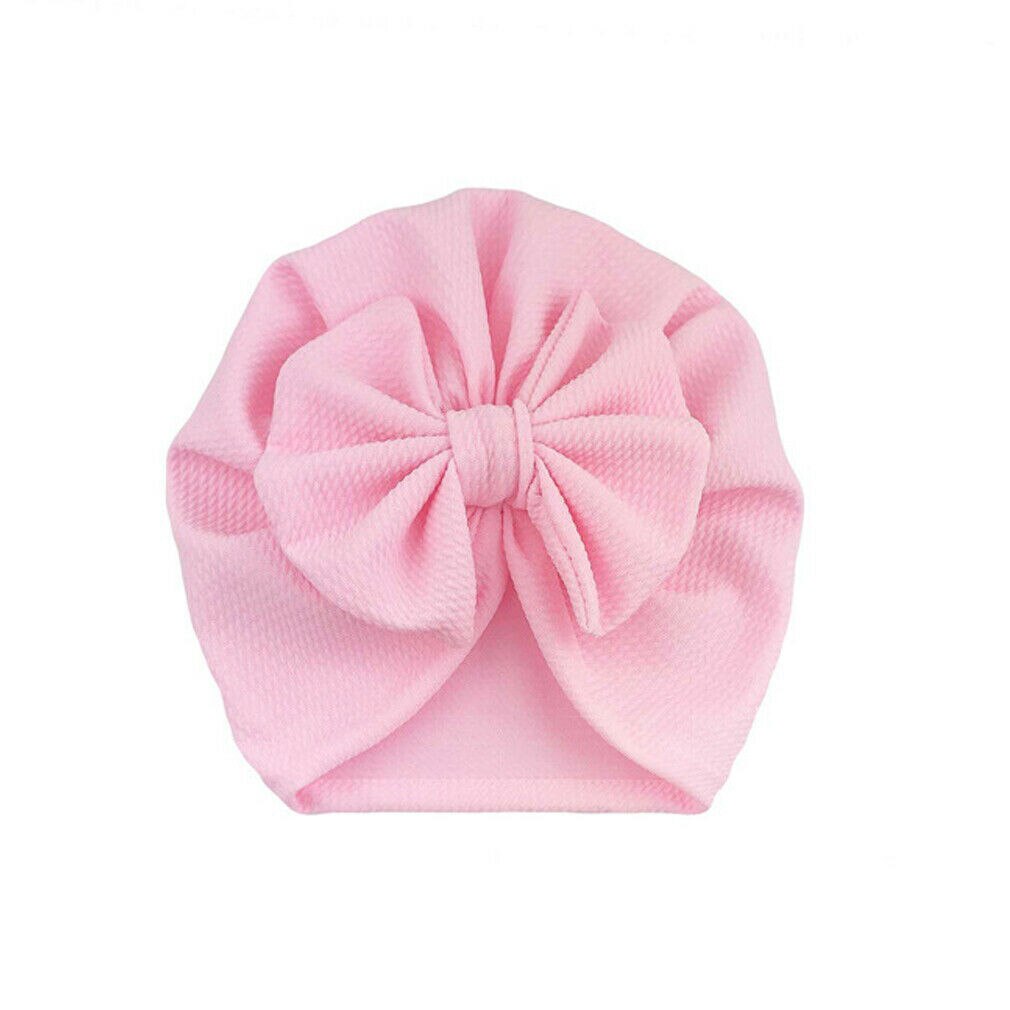 Emmababy Cute Baby Girls Bow Turban Hat Toddler Kids Head Wrap Hijab Solid Headband Cap 0-18 Months.: Pink