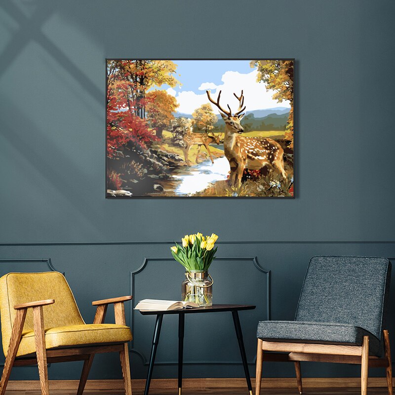 Måla efter siffror rådjur panda hund färglägga med siffror 3 stjärnor 24 färger bild för siffror: Va -2247 26 färger / 40 x 50cm diy ram