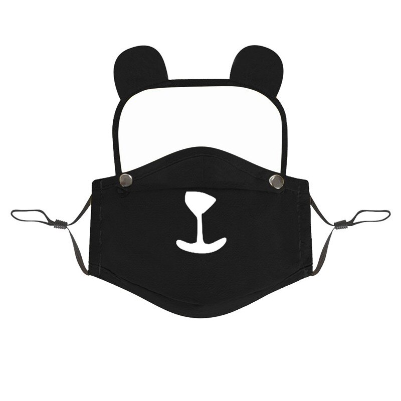 Child Washable Reusable Face Protectors With Detachable Animal Ear Eye Shield Visual Shield Splash Screen Protective Face Wear: BK