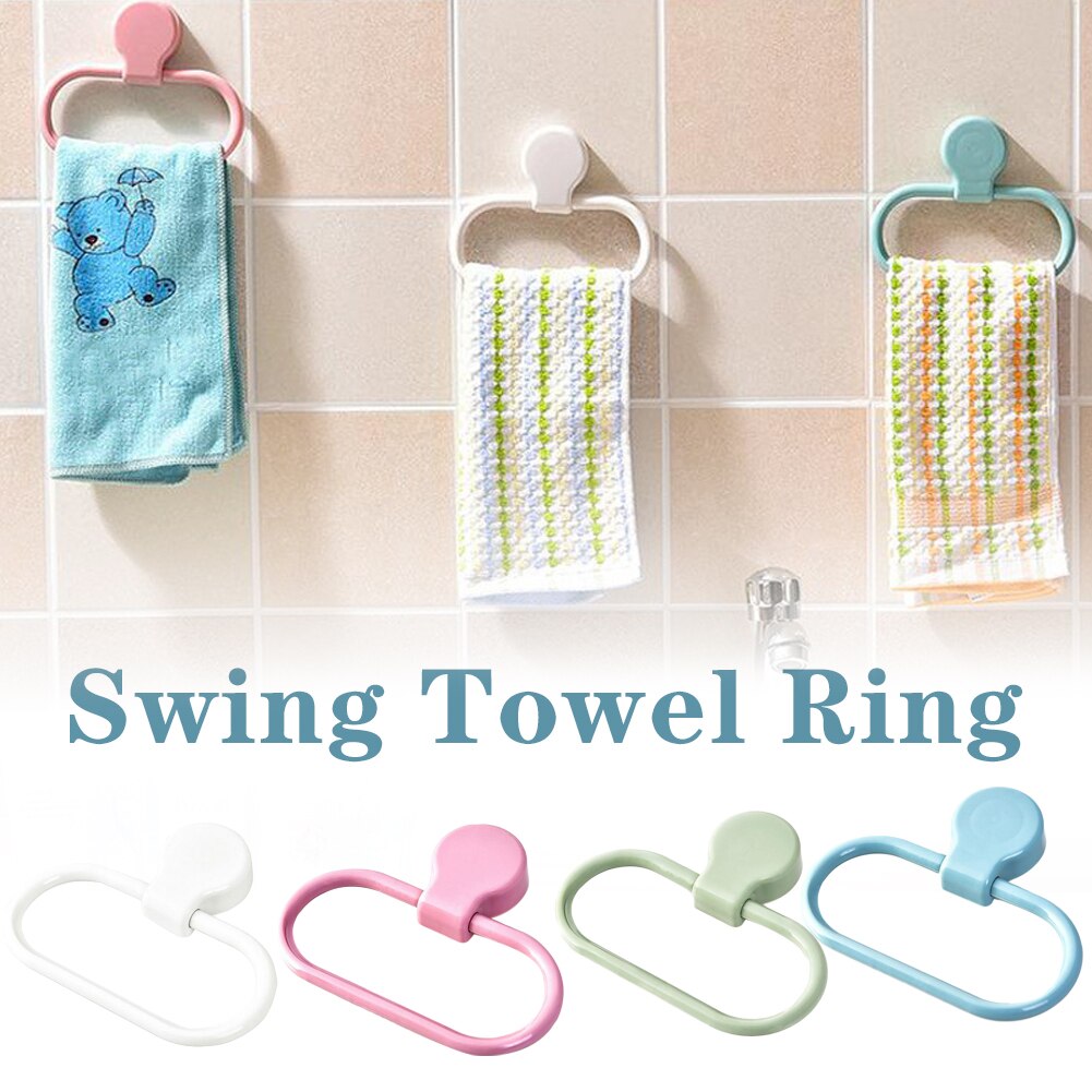Plastic Handdoek Ring Met Swivel Zelfklevende Handdoek Rek Muurbevestiging Voor Badkamer Keuken