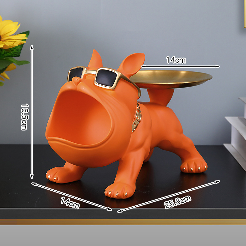 Bulldog Hars Standbeeld Opbergdoos Beeldje Hond Home Decor Dier Ornament Craft Art Sculptuur Beeldje Thuis Puppy Sculptuur: Oranje
