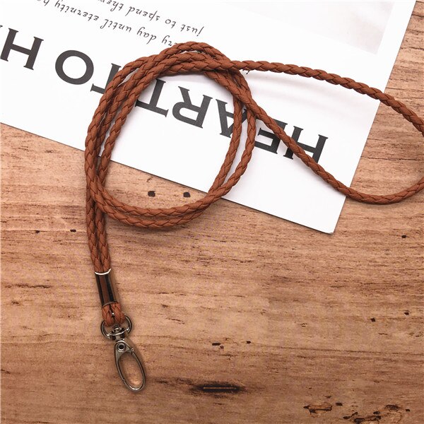 10pcs/lot Neck Lanyard Braided Necklace String Strap for Student Staff Work Card Holder USB Holder ID Pass Card Badge Holder: brown 10pcs