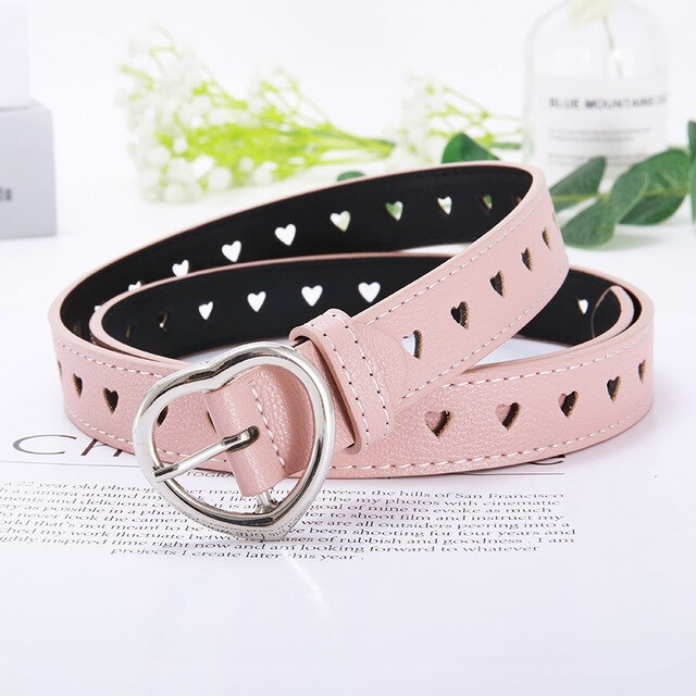 Sweetheart Buckle with Adjustable Ladies Luxury Brand Cute Heart-shaped Thin Belt Punk Belts: 17