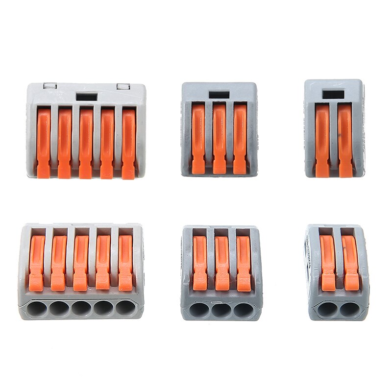 60pc Reusable Terminal Block Lever Home Compact Splicing Connector Wire 2/3/5 Pole Cable Clamp Nut For Lighting Fixtures