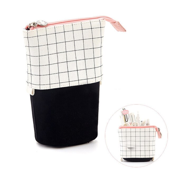 Pen Pencil Bag Case Cartoon Cute Cat Bear Sheep Canvas Fold Standing Holder Stationery Organizer Kids: 363