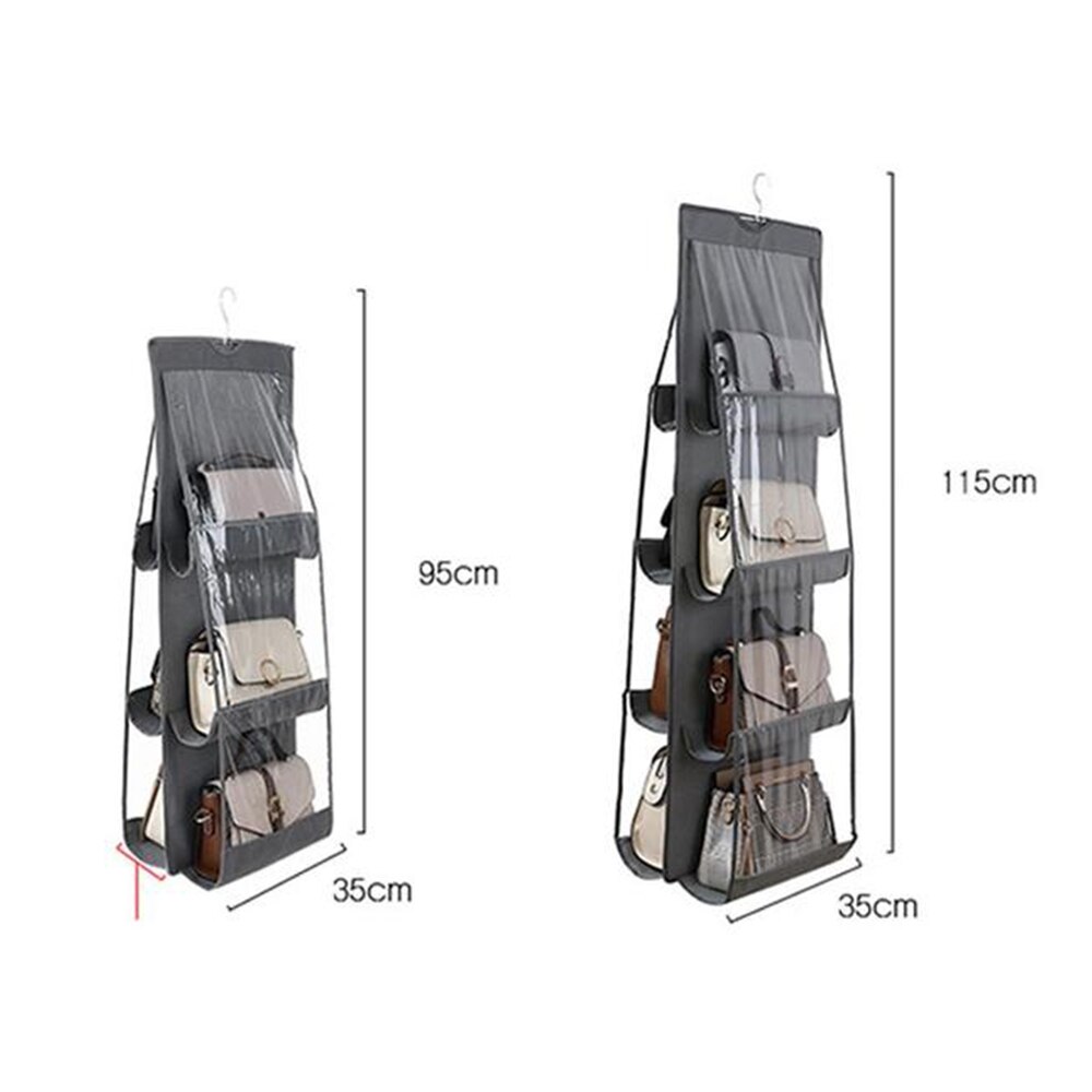 Hanging Handbag Organizer Non-woven Fabric Foldable Transparent Storage Bag Door Wall Sundry Shoe Hanger Pouch Bag 6/8 Pocket