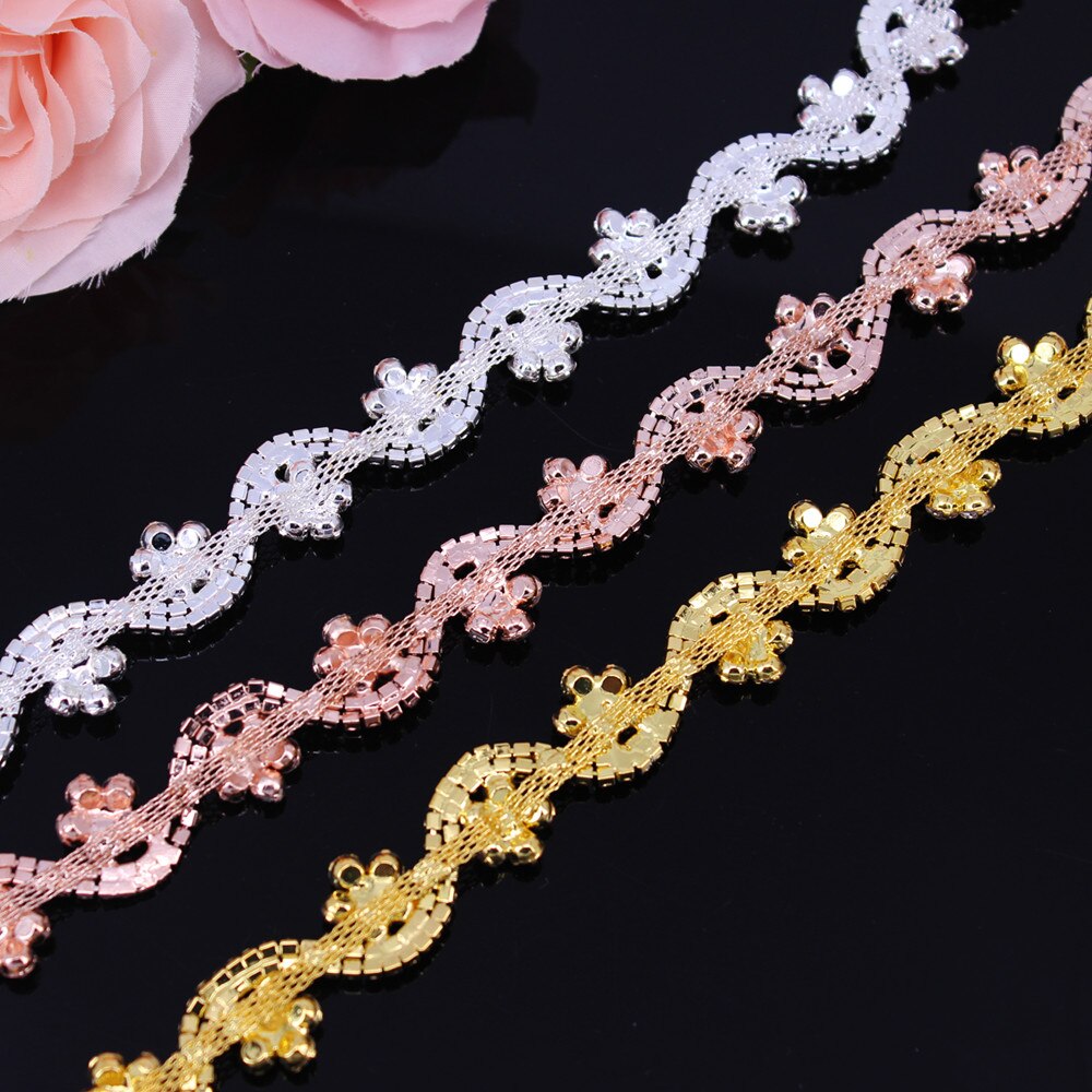 Ceinture de robe de mariée en cristal argenté de , garniture de chaîne de tasse de mariée, garniture en strass en forme de fleur, couture sur vêtements, artisanat de bricolage