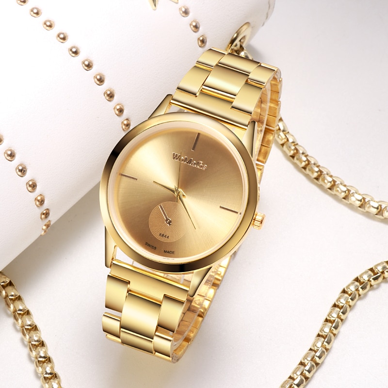 Womage Mode Luxe Rose Goud Rvs Vrouwen Horloge Dameshorloge Reloj Mujer Vrouwen Horloges Montre Femme Klok Saati