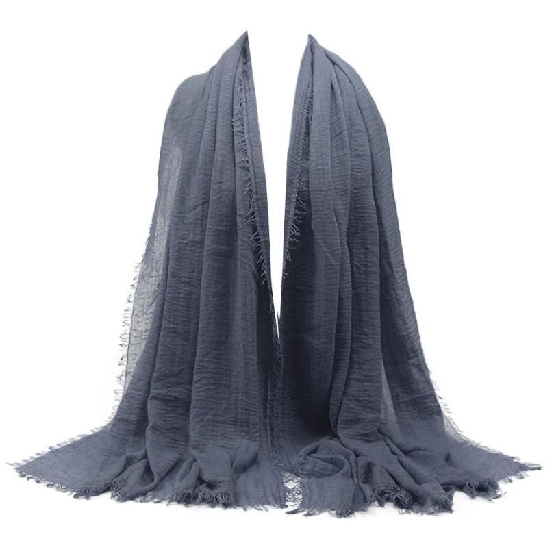 Premium Viscose Maxi Crinkle Cloud Hijab Scarf Shawl Soft Islam Muslim Women Lady Sales #J05: Navy Blue