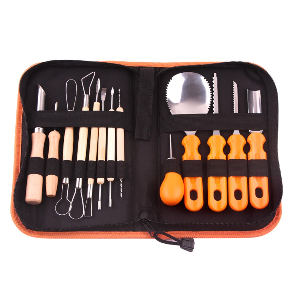14pcs Set Pumpkin Carving Cutter Tool Kit Carve DIY Durable Reusable For Halloween Lanterns C1: Default Title