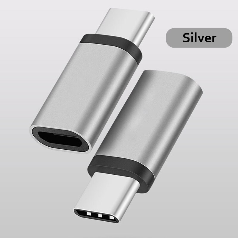 Type C-Adapter Smartphone Met Android Type C Naar Android Interface Connector Voor Xiaomi Samsung Huawei Tiny Kleine: Zilver
