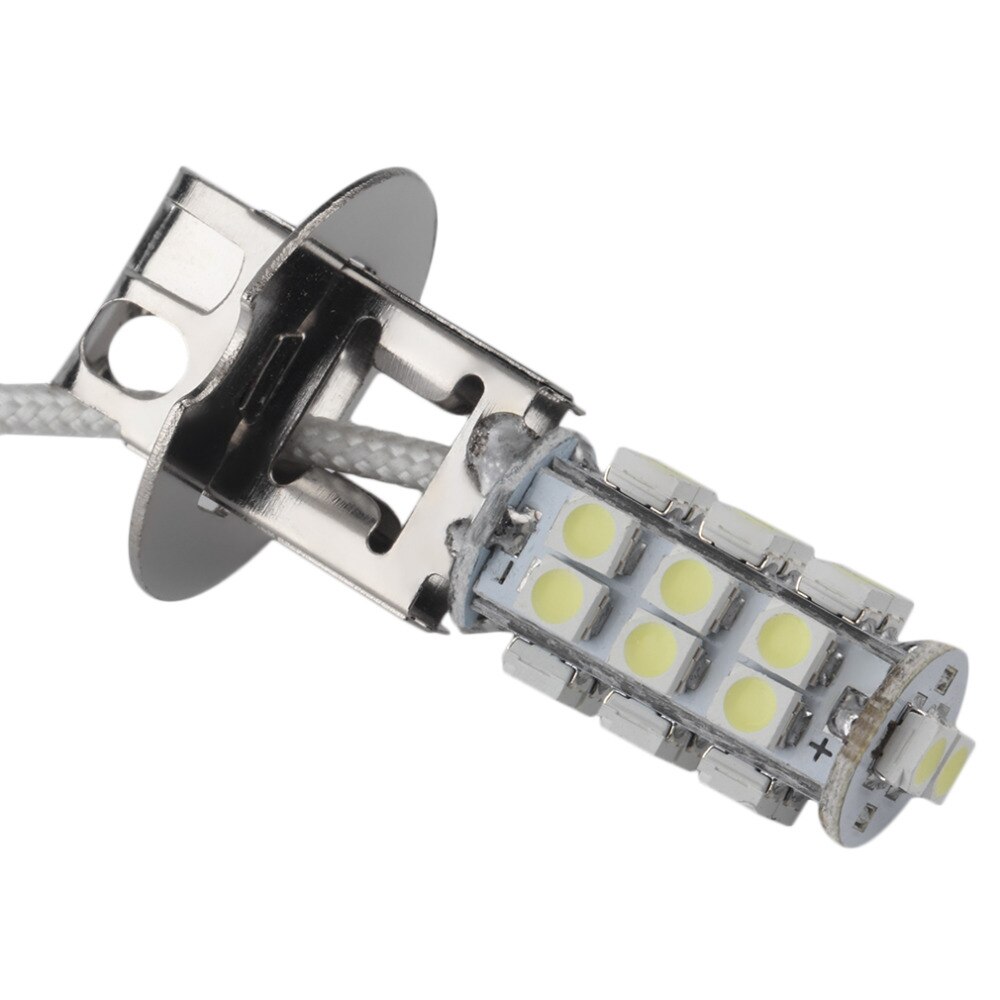 Icoco ren hvit aluminiumslegering  h3 3528 smd 26 ledet xenon hode tåkelys hovedlykt pære lampe fyrtårn 6000k 5w 2400lm