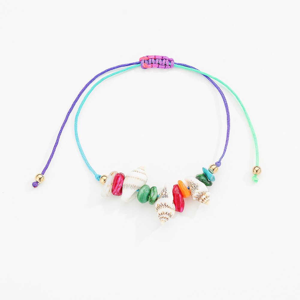 12 Stuks Schelp Armband Enkelband Charm Kralen Zee Handgemaakte Boho Verstelbare Braid Enkelbandje Voet Sieraden Voor Vrouwen Meisje