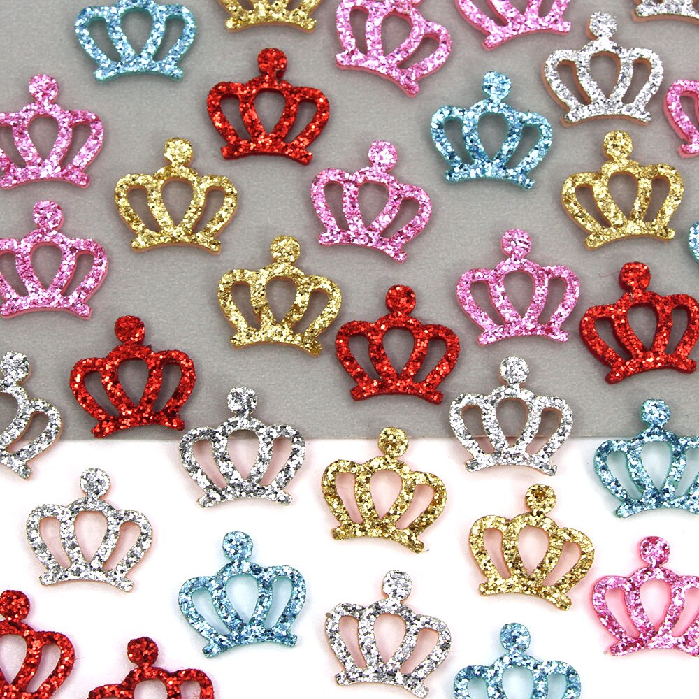 50Pcs Glitter Kleine Krone Patches Filz Pads Applique Patches auf Kleidung Haar Clip Bögen für Mädchen Scrapbooking Accessories17x17MM