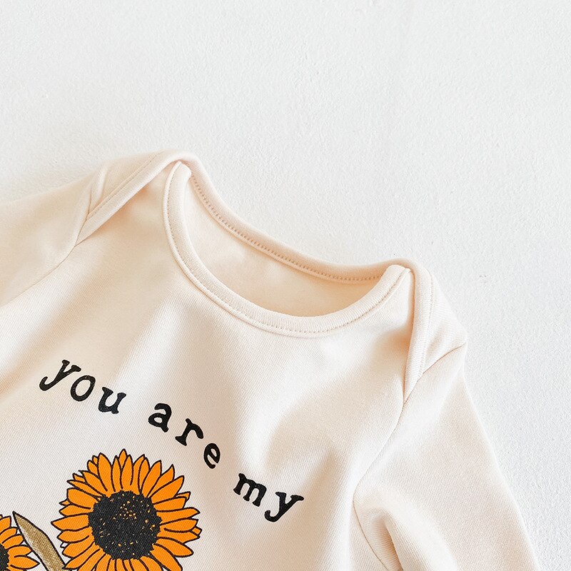 Kleinkinder Baby Jungen Mädchen Sonnenblume Buchstaben Gedruckt Karosserie Herbst lässig Kleinkind Langarm O-ansatz Gesamt Kleidung 0-24M