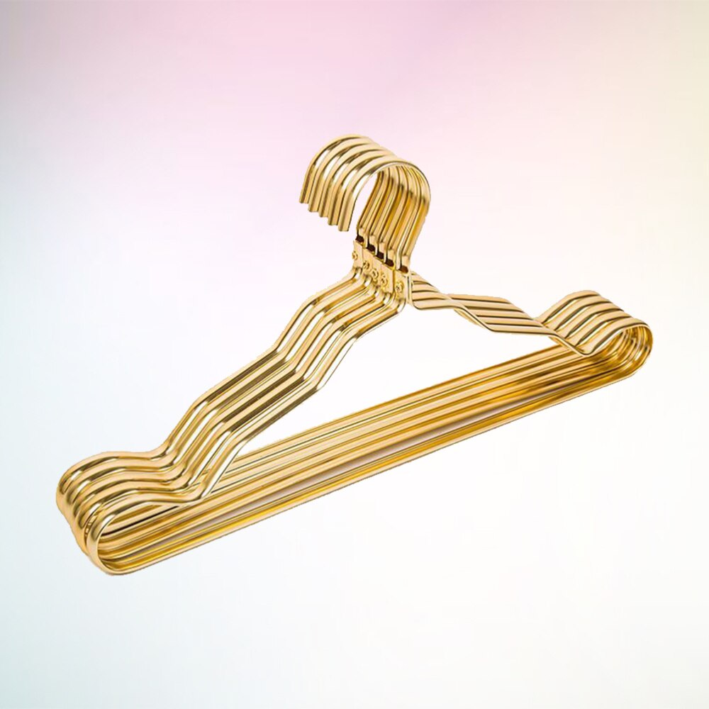 5/10 pièces cintre en alliage d'aluminium doré Durable cintre domestique pour enfants adultes vêtements suspendus fournitures: 5 pcs Golden
