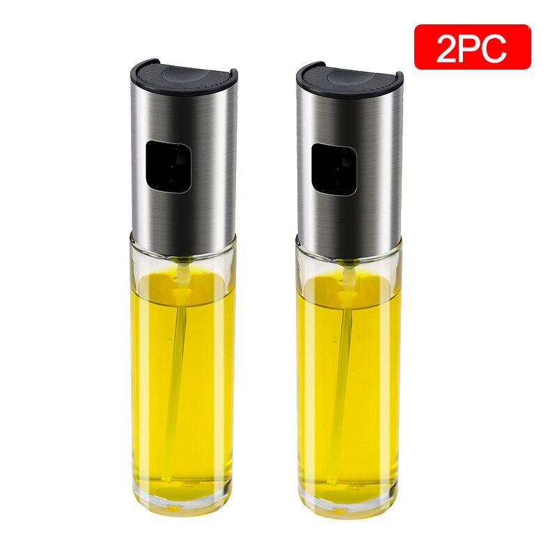 IWELAI Kitchen Baking Oil Chef Motor Oil Spray Empty Bottle Dispenser Cooking Tool Salad Barbecue Cooking Glass Oil Sprayer: 100ML 2PC