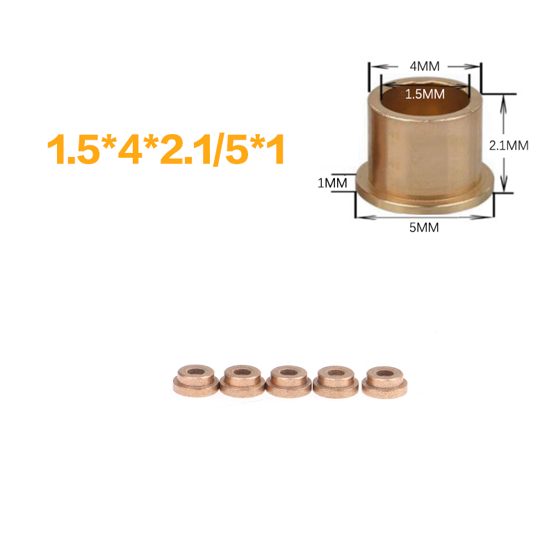 5Pcs Flanging Self-Lubricating Bearing Powder Metallurgy Oil Copper Bushing Guide Sleeve With Stepped Flange Hardware: Yellow