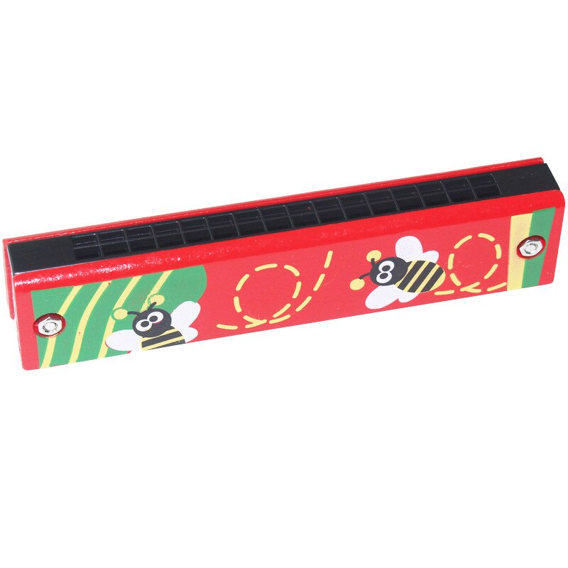 Double Row 16 Hole Harmonica Musical Instruments Children's Wooden Painted Harmonica Early Education Toy Teaching: 02