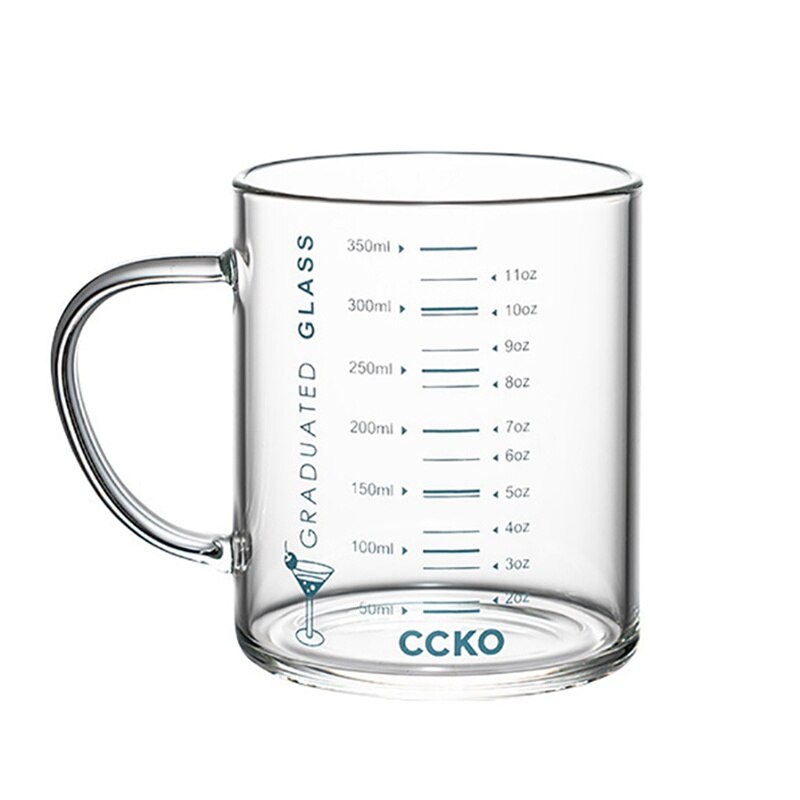 Tazza di vetro trasparente con tazza da colazione graduata microonde uso tazza di caffè al latte tazze di succo d'acqua per uso domestico bicchieri da cucina: Blu / 250ml