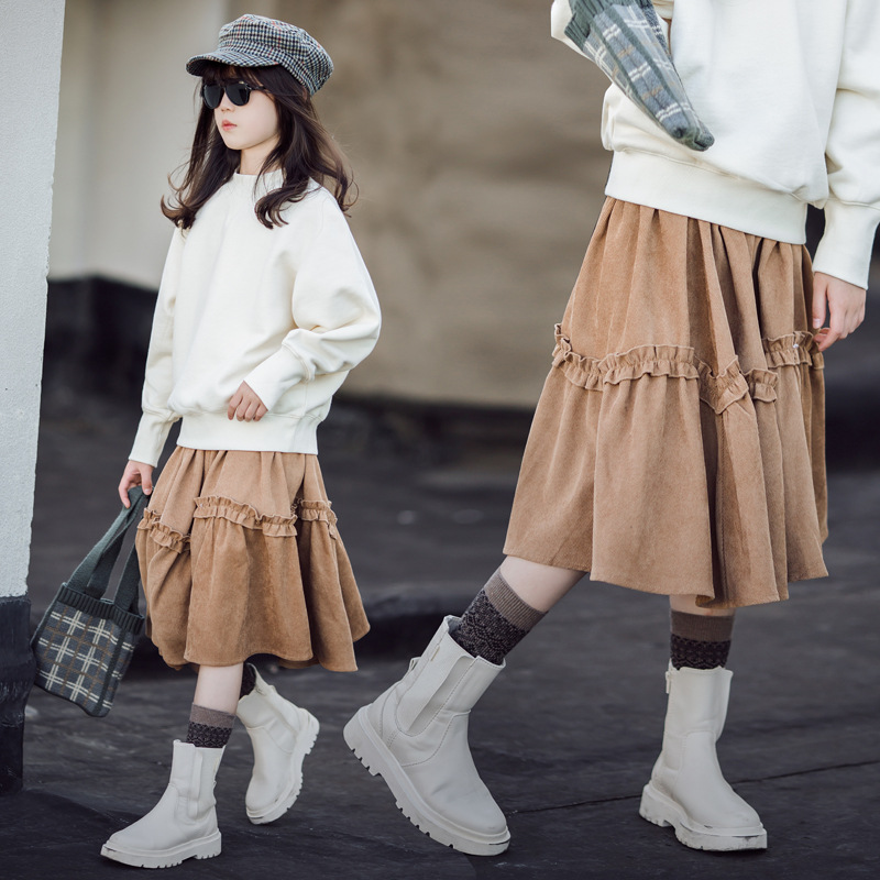 Faldas de PANA con volantes para niñas, ropa de cintura elástica, informal, a juego, de 4 a 16 años, para Otoño e Invierno