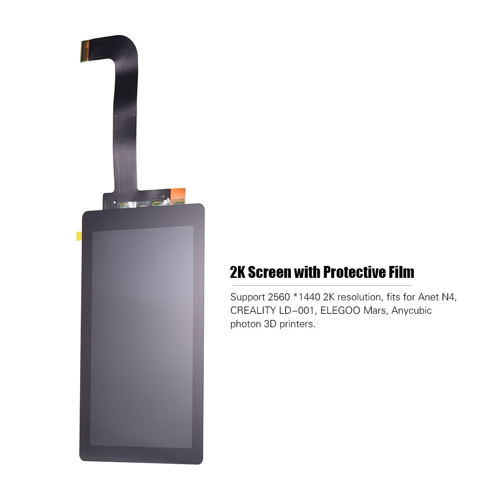 2K Replacement Display Screen 5.5 Inch with Pasted Tempered Glass Protective Film for Anet N4 CREALITY Anycubic Photon
