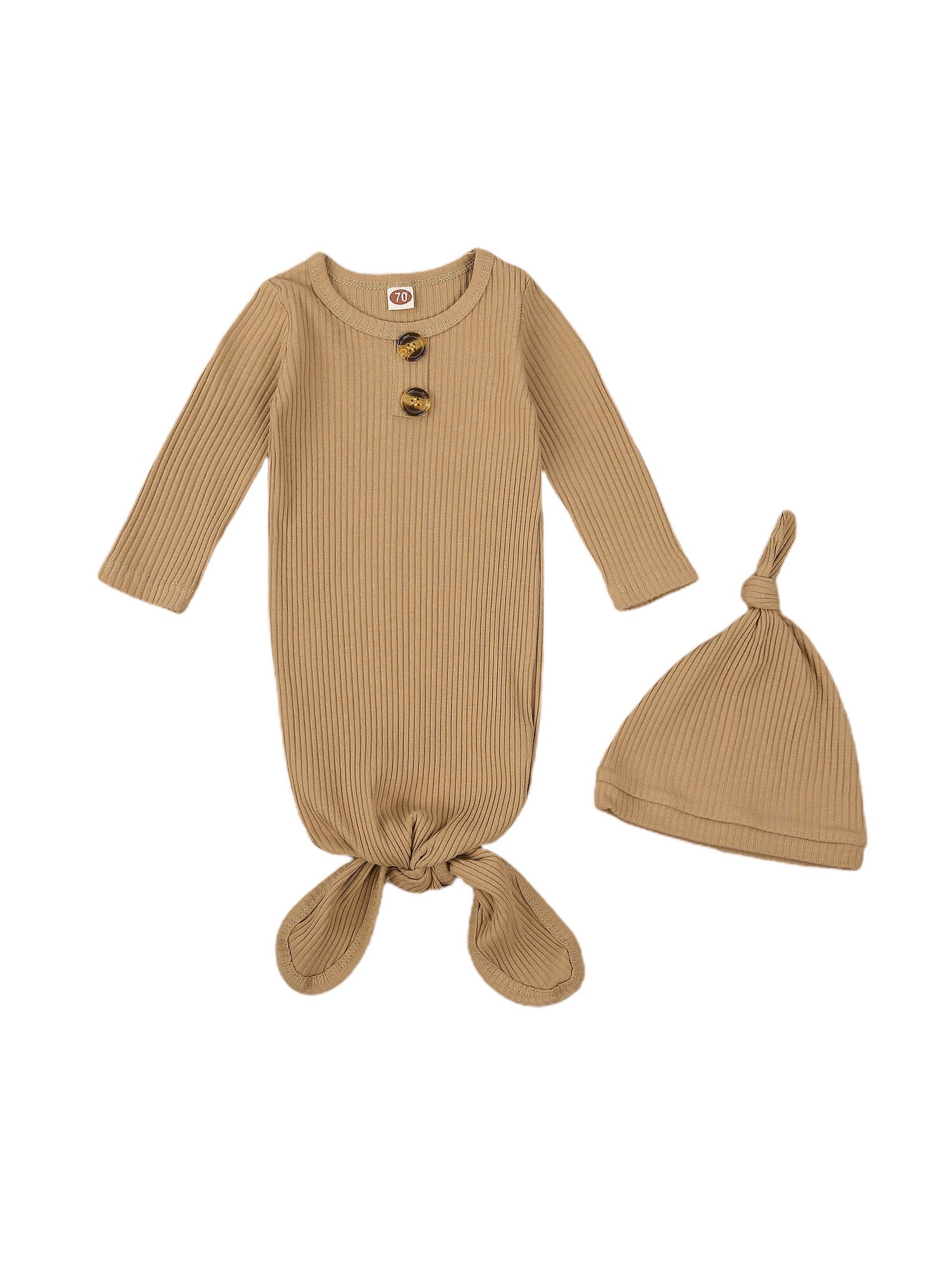 Herfst Slaapzakken Voor Pasgeboren Baby Meisjes Jongens Katoen Zachte Lange Mouwen Wrap Nachtkleding Nachtkleding Met Beanie Caps Infant: E / 70