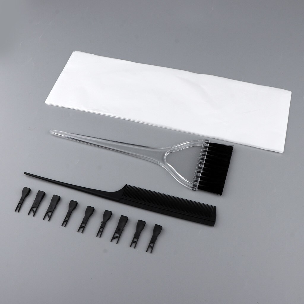 Dual Sides Rat Tail Highlighting Microbraiding Sectioning Hair Comb + Fan Shape Dye Brush