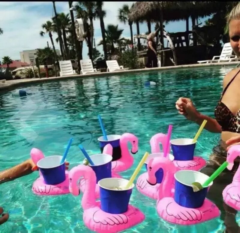 Nette Aufblasbare Flamingo Trinken Können praktisch Halfter Schwimm Schwimmen Stand Schwimmbad bat Strand Veranstaltung Party freundlicher Spielzeug Schlecht Spielzeug