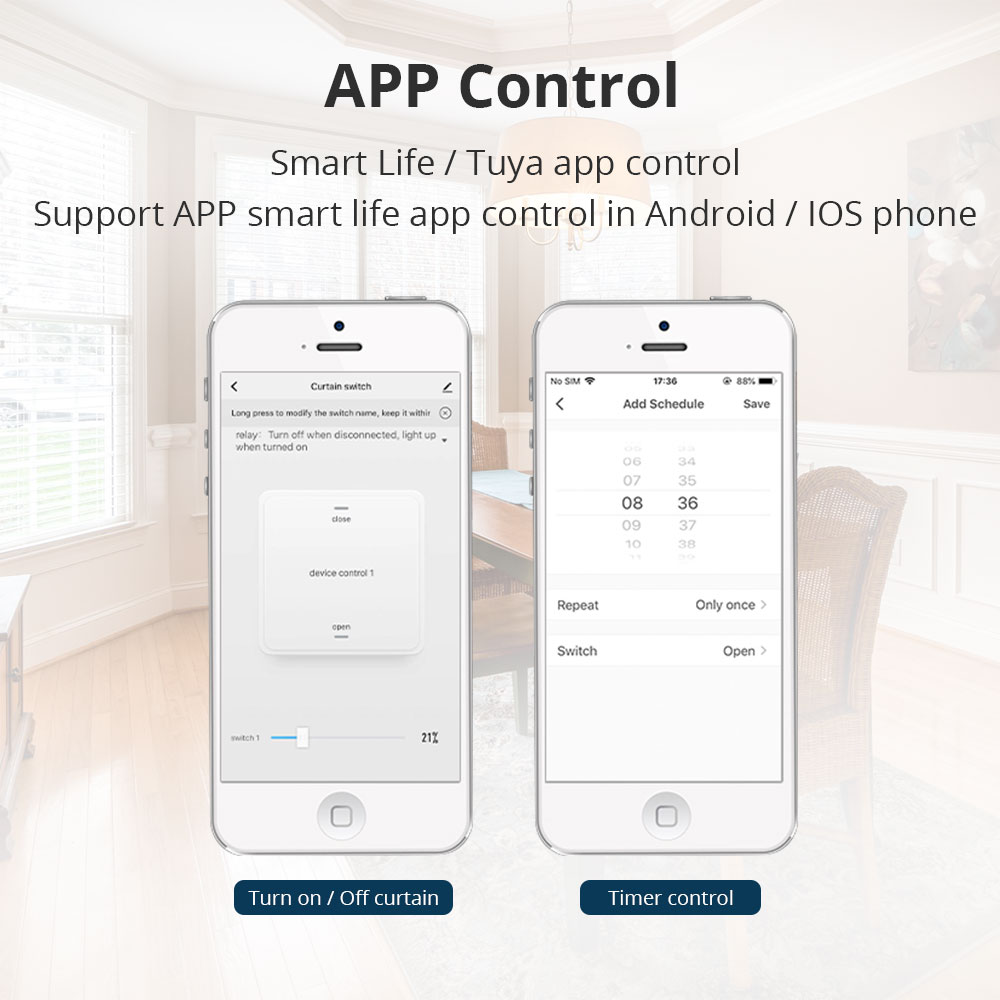 Zemismart Zigbee Curtain Switch Work with Tuya Timer Control For Electric Curtain Motorized Roller Shade Blinds Alexa Google