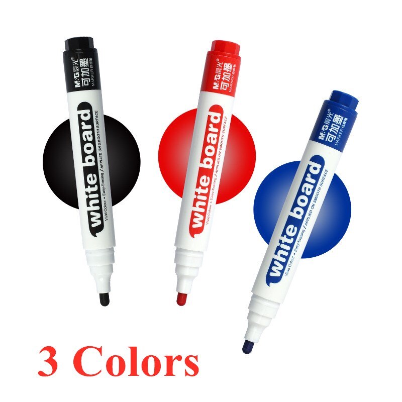 M&amp;G Erasable Whiteboard Marker Pen 1 Pcs Blackboard + 1 Ink Bottle Set Office Markers Dry Erase Blue Black Red Office Supplies