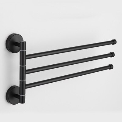 Swivel Handdoek Bar Beweegbare Dubbele Handdoek Rails Chrome Gepolijst Matt Rubber Zwart Badkamer Accessoires: elegant black 3