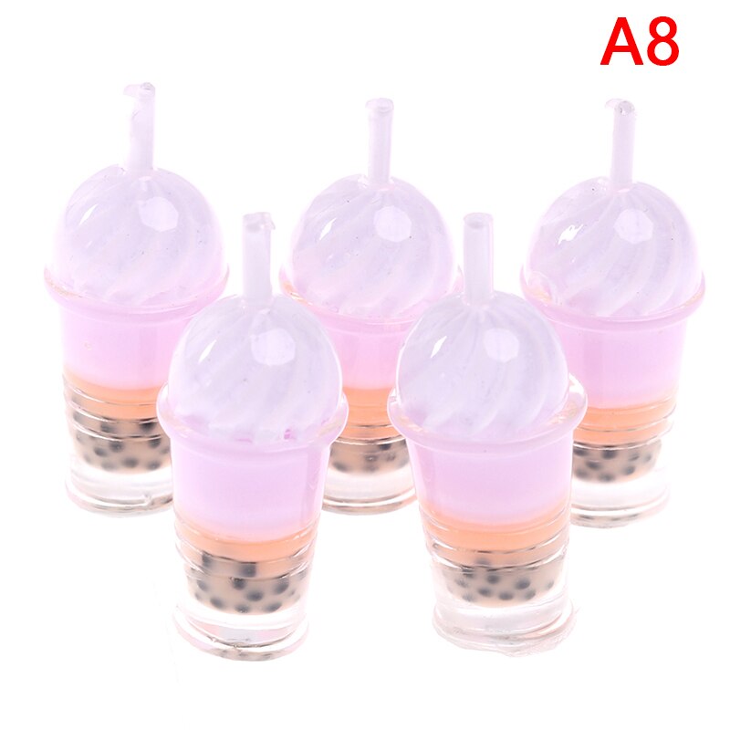 5pcs 1/12 Miniature Dollhouse Tè della Bolla Modello Ice-cream Bevande Al Latte Perla Tè Cibo Bambola Giocattolo Accessori: 8