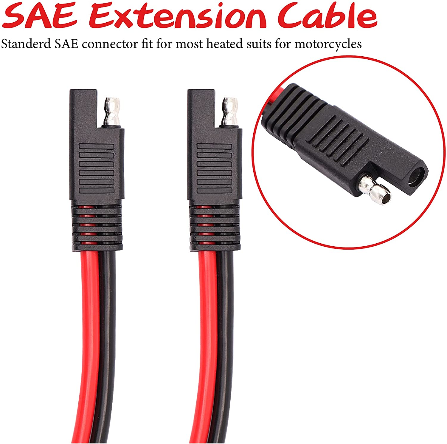 Lot de 2 rallonges avec connecteur SAE, 10awg, 1ft, câble d'extension pour automobile, connecteur à déconnexion rapide SAE, panneau solaire