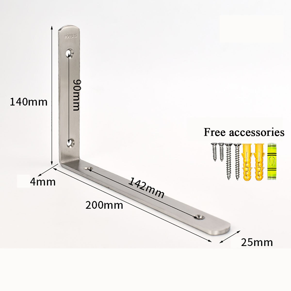 1pcs Thickness 4mm 304 Stainless Steel Triangle Brackets Shelf Bracket Multifunctional Furniture Hardware Accessories: 200mm