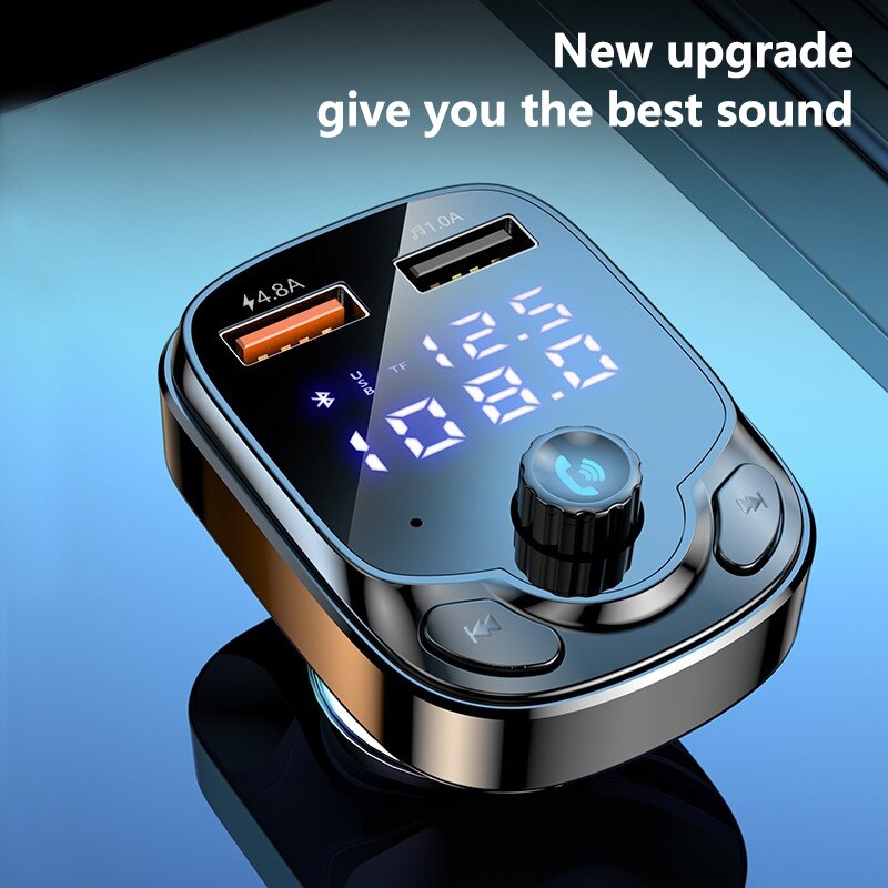 Bluetooth 5.0 Wireless FM Sender 4,8 A Dual USB Autoradio Modulator MP3 Player Freisprecheinrichtung Schnellladeadapter für Auto