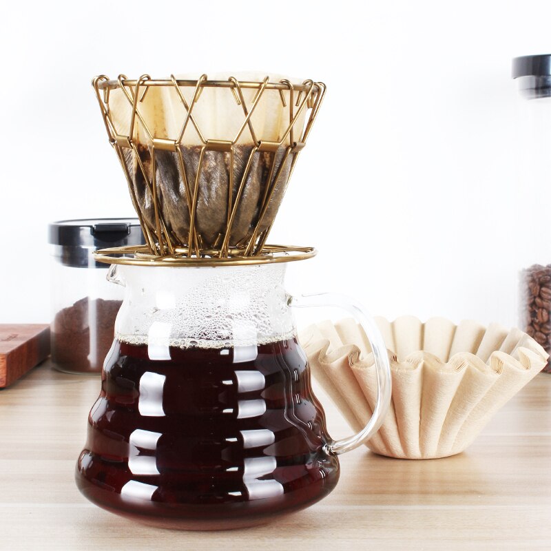 Coffee Filter Holder Foldable Stainless Steel Cone Coffee Dripper Paperless Permanent Pour Over Coffee Tea Filter Basket Tools