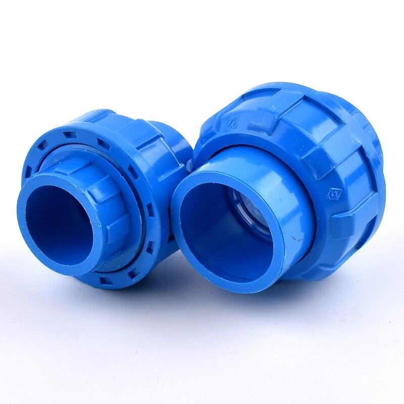 1Pc 20 25 32 40 50mm ID Thickening Blue PVC Union Joint PVC Pipe Connector For Irrigation Garden Hydroponic System