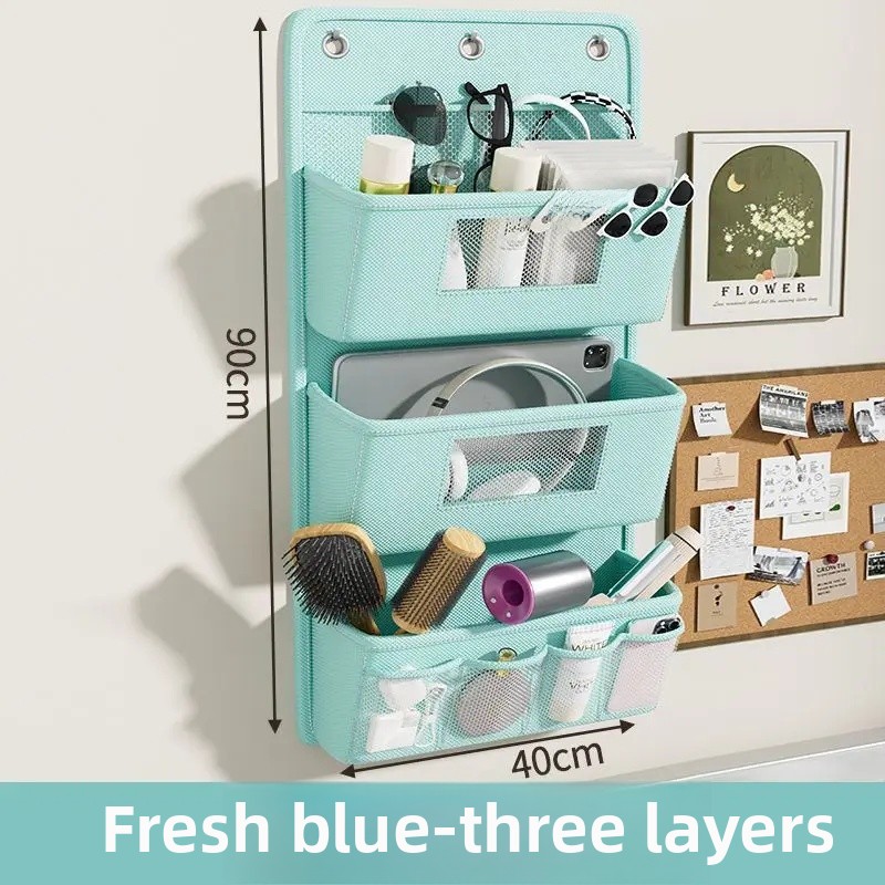 Hanging Storage Bag Closet Organizer for Dormitory And Home Miscellaneous Items Storage No Drilling Required Oxford Cloth Bag: GRAY