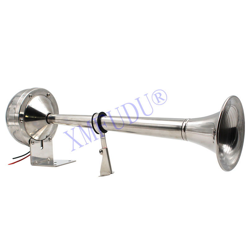 12v Marine Boat Stainless Steel Single Trumpet Horn , Low Tone, 16-1/8"