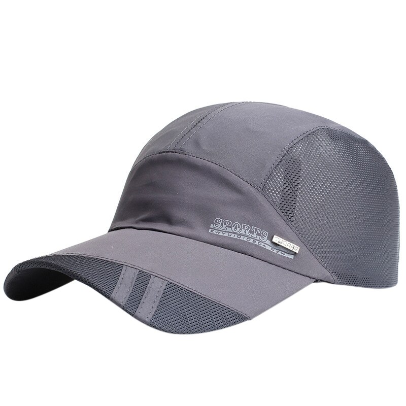 draussen-lauf-, Baseball- und tenniskappe für herren, Gittergewebe-mütze, schnelltrocknend, snapback-verschluss, lauf- und sportmütze: Dunkelgrau