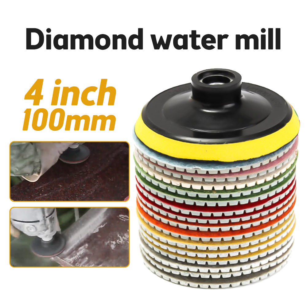 8pcs 4 inch 100mm Diamond Polishing Pads Kit Wet/Dry for Granite Stone Concrete Marble Polishing Use Grinding Discs Set