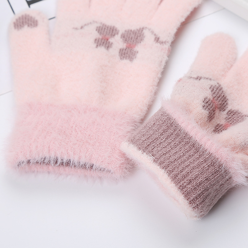 Wecute Child Gloves Junior High School Students Warm Gloves Outdoor Cycling Kawai Cat Plush Thickening for Boys Girls Best