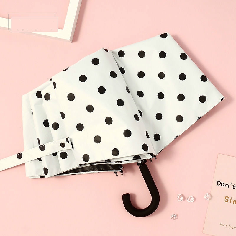 Black&amp;white Dot Umbrella Rain Women Uv Hook U-shape Curved Handle Umbrella For Women Windproof Umbrellas