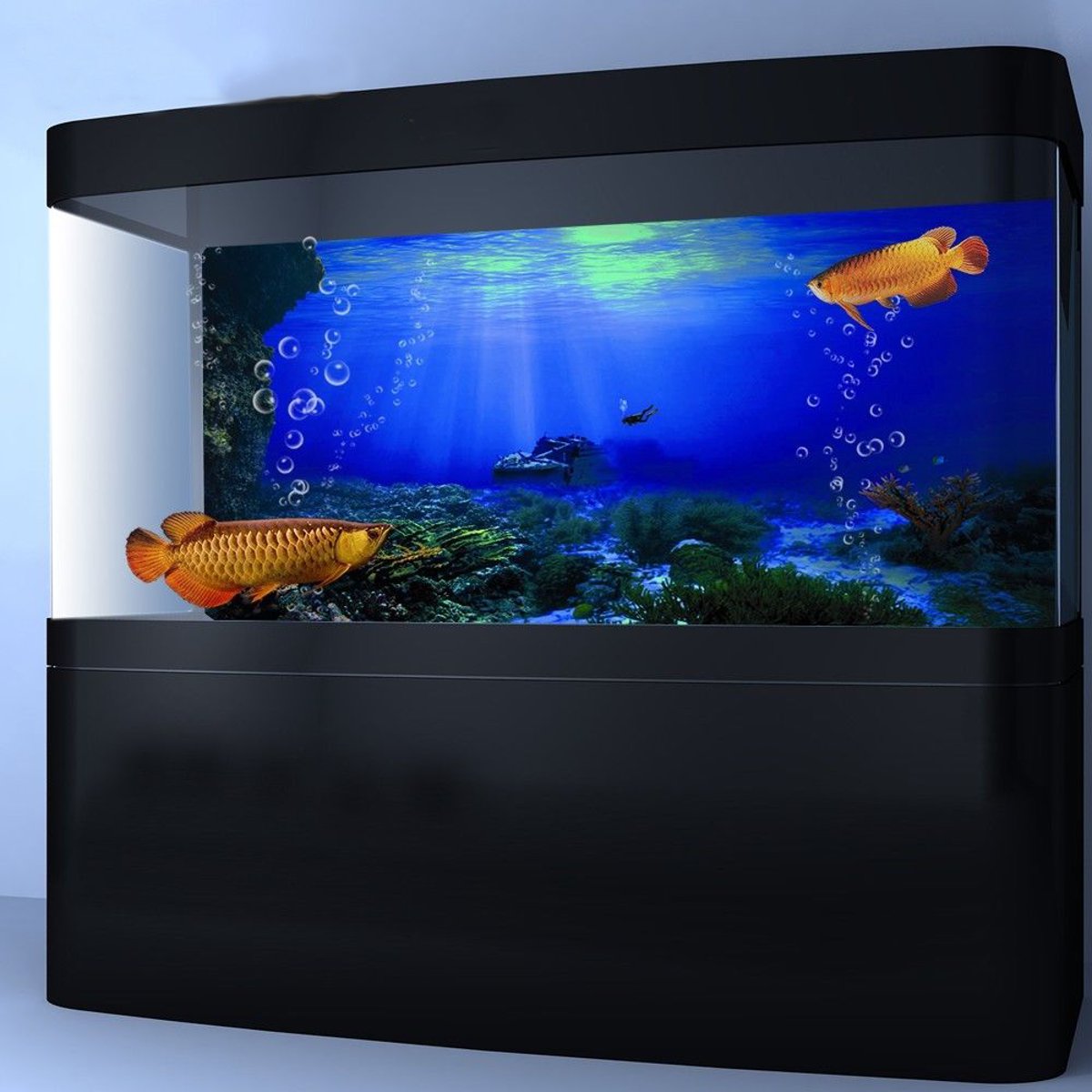 5 Size High Glossy Aquarium Background Seabed Wreck PVC Aquarium Background Poster Fish Tank Decorations Landscape Self Adhesive
