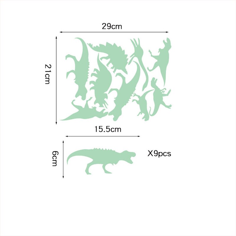 9PCS/Lot 3D Dinosaur Sticker Glow in The Dark Luminous on Wall Stickers for Kids Bedroom Home Decal Home Decoration Sticker